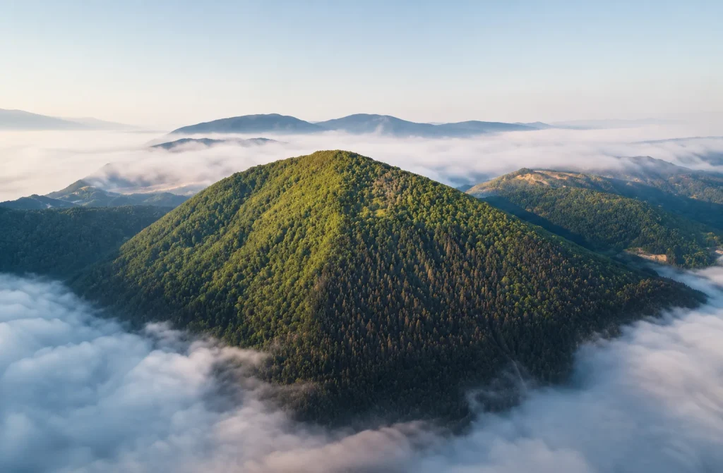 Pyramide du Soleil de Visoko au-dessus des nuages - Bosnie